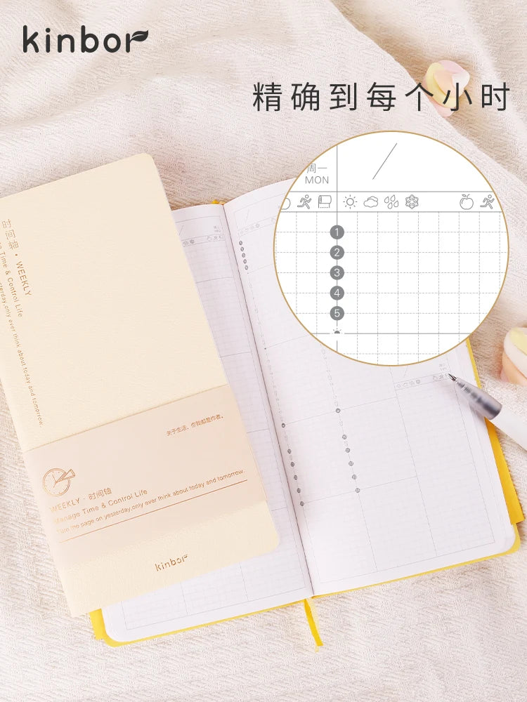 Kinbor Undated Weekly Planner – Portable Daily, Monthly & Schedule Journal Notebook