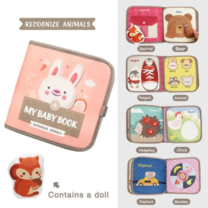 Libro Montessori de tela con animales de granja – Libro de actividades de fieltro para el aprendizaje preescolar, juguete para habilidades motoras finas para niños pequeños, libro interactivo de cuentos de educación temprana para niños