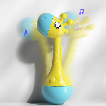 Hochet Girafe – Hochet Musical Sensoriel pour Nouveau-Né (0-12 Mois), Jouet de Dentition pour Bébé, Hochet Musical en Forme de Marteau de Sable pour le Développement et l'Éveil de Bébé