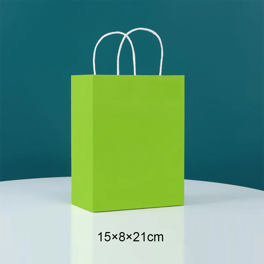 Bolsas de regalo de papel kraft de 5/10/25/50 piezas con asas – Bolsas de regalo y dulces de 10 colores para cumpleaños, bodas, baby showers y empaques de regalo