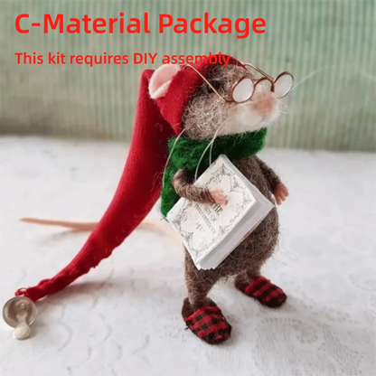 Needle Felted Mouse Christmas Ornament – Cute Wool Felt Mouse Hanging Decoration, Handmade Craft Decor for Christmas Tree & Home