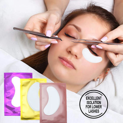 25/50/100 pares de parches para extensión de pestañas LAUKISS – Almohadillas sin pelusa debajo de los ojos para construcción de pestañas, pestañas postizas y aplicación de belleza