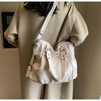 Women’s PU Leather Shoulder Bag – 2026 Fashion Handbag with Soft Interior Compartment, Contrast Color Design, Zipper Closure, Stylish Everyday Purse for Work, Travel & Casual Use