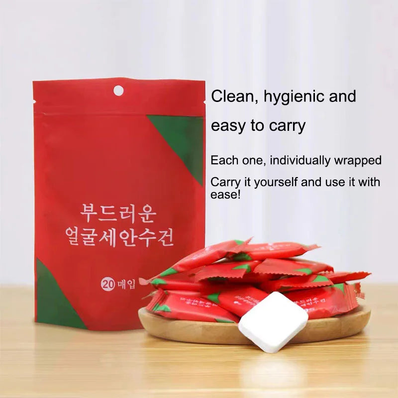 20PCS Mini Compressed Towel Tablets – Disposable Portable Magic Towels, Thicker Style for Travel, Camping & Daily Use