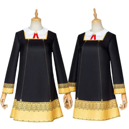 2025 Anya Forger Cosplay Costume for Kids – Anime Spy × Family Kawaii Black Dress Outfit for Halloween, Party & Roleplay (Toddler/Children’s Wear)
