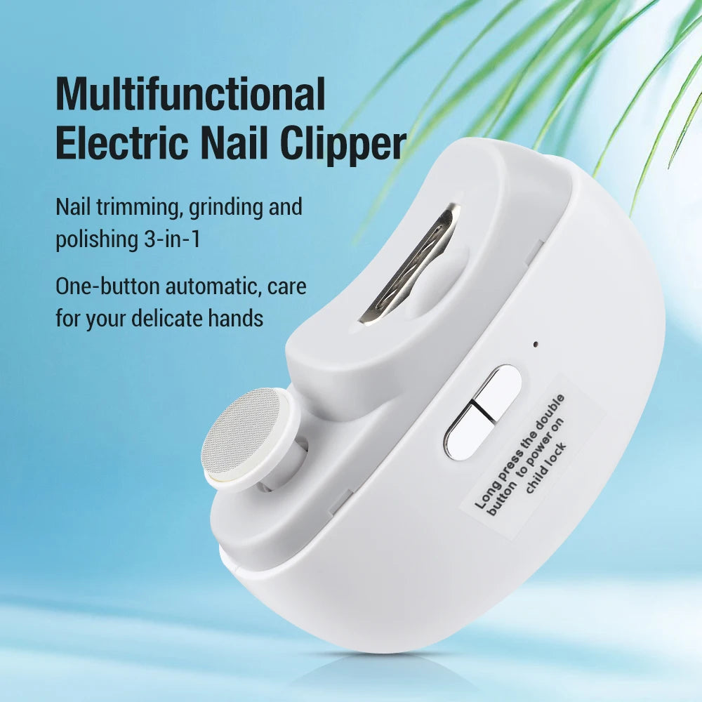 Electric Nail Clipper Trimmer – Rechargeable Baby & Adult Nail Cutter with LED Light, Grinder & Polisher