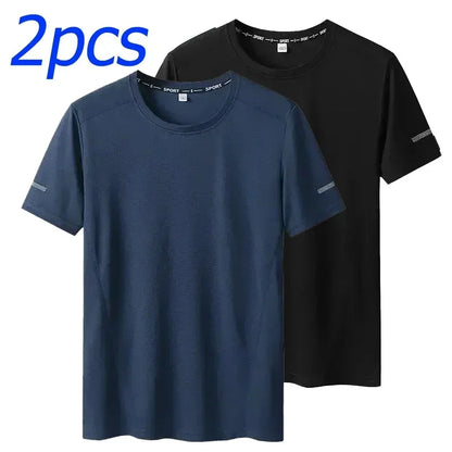 1/2PCS Plus Size Men's Quick-Dry T-Shirts – Short-Sleeve Gym & Running Tops, Lightweight Fitness Training Jerseys & Sportswear