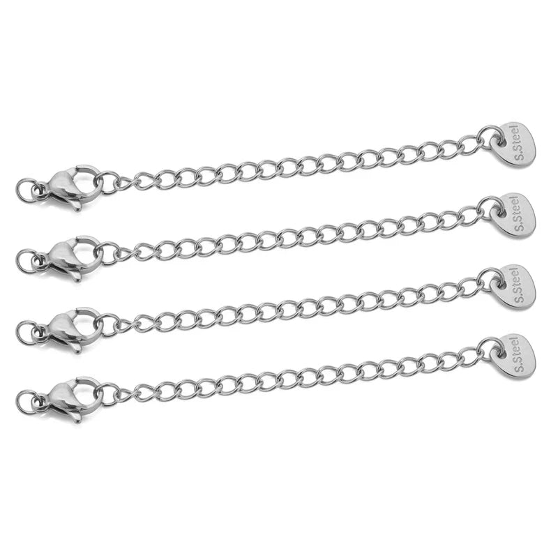 10 chaînes d'extension en acier inoxydable avec fermoirs mousquetons – Rallonges pour colliers et bracelets DIY