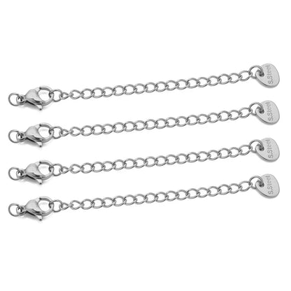 10 chaînes d'extension en acier inoxydable avec fermoirs mousquetons – Rallonges pour colliers et bracelets DIY