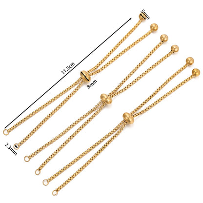 Chaînes coulissantes réglables en acier inoxydable 304, lot de 3, avec embouts à billes – Rallonges de bracelet DIY pour la fabrication de bijoux