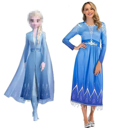 Ice & Snow Princess Cosplay Dress – Elsa-Inspired Adult Performance Costume