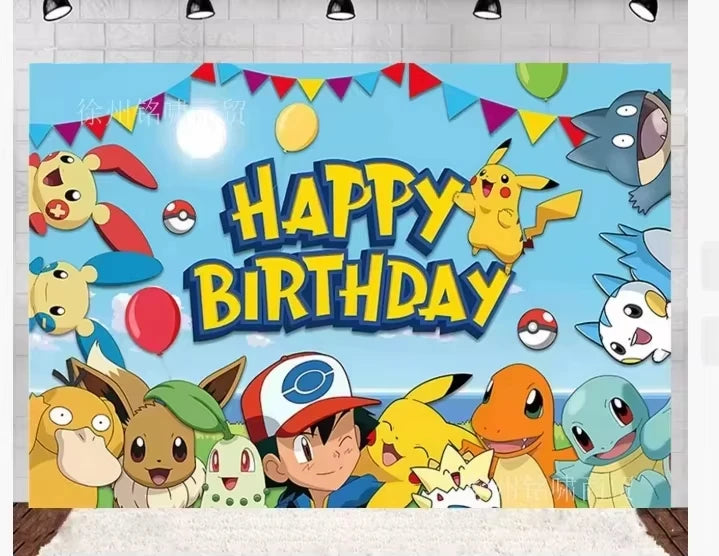 Pokémon Birthday Party Decorations Set – Balloons, Keychains, Napkins, Stickers, Tableware, Plates & Tablecloth Party Supplies & Favors