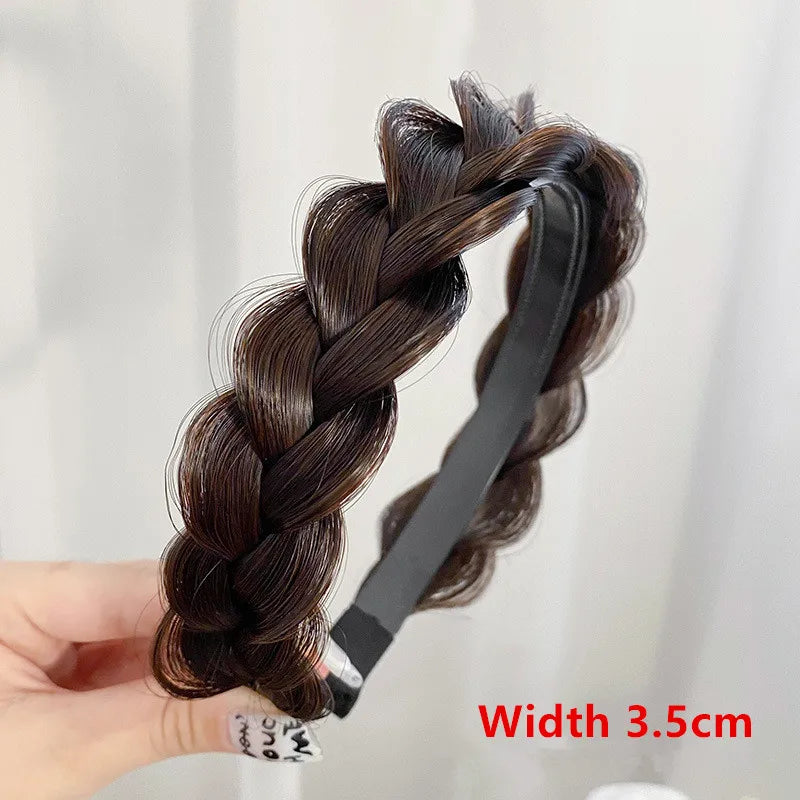 Diadema Bohemio Trenzado Sintético para Mujer Banda de Pelo Elástica para Fiestas y Cosplay