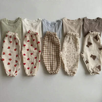 Pantalones de Bebé de Algodón Orgánico – Pantalones Suaves de Muselina Estampados para Recién Nacidos y Niños Pequeños, Parte de Abajo Informal y Adorable para Usar en Primavera, Verano, Otoño e Invierno