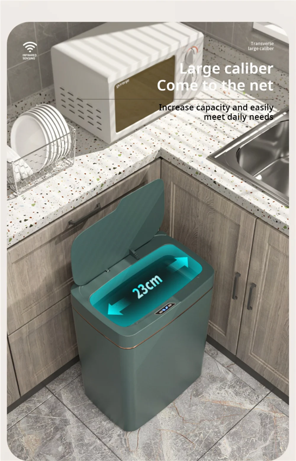 15L Smart Automatic Trash Can – Touchless Sensor Garbage Bin with Smart Bagging System for Bathroom & Home