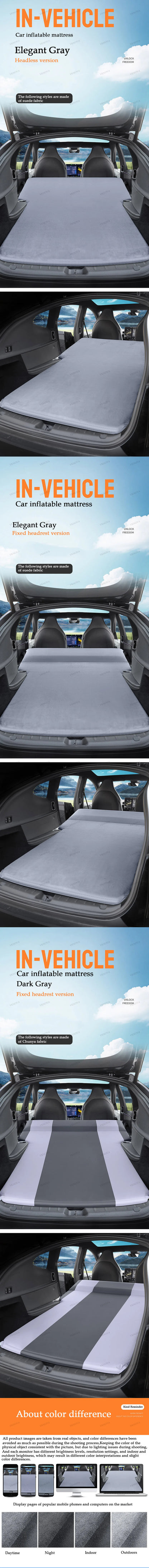 Matelas pneumatique gonflable pour Tesla Model 3 et Model Y (2017–2026) – Lit de voyage en daim pour le camping, les road trips et les aventures en plein air