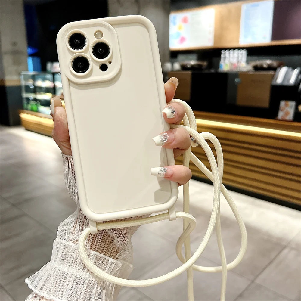 Funda Cruzada para Teléfono con Cordón Ajustable – Cubierta Protectora Suave para iPhone 17, 16, 16E, 15, 14, 13, 12, 11, X, XS, 8 Plus y SE 2022, Funda para Teléfono de Hombro con Manos Libres
