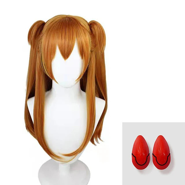 Asuka Langley Soryu Cosplay Costume Set – Wig & Hair Clips (Anime Character Accessories for Women/Girls, Halloween Party Outfit)