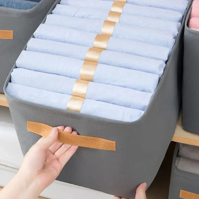Thickened Clothes Storage Organizer – Foldable Wardrobe Storage Box for Pants, Sweaters, Jeans & Clothing, Drawer Organizer Cabinet Storage Container for Home Organization