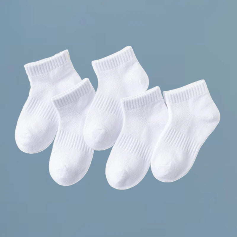 5 Pairs Kids Summer Cotton Mesh Socks Breathable Sports Ankle Socks for Boys & Girls