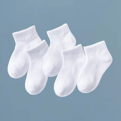 5 Pairs Kids Summer Cotton Mesh Socks Breathable Sports Ankle Socks for Boys & Girls