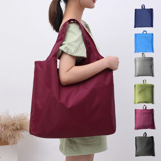 Bolsa de Compras Plegable Ecológica – Bolso de Hombro Reutilizable Portátil de Gran Capacidad para Compras de Supermercado, Viajes y Uso Diario