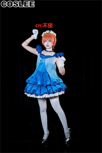 COSLEE LoveLive Aqours “The Dreaming Gate” Cosplay Costume – All Members Blue Singing Dress (Nozomi, Nico, Hanayo, Maki)