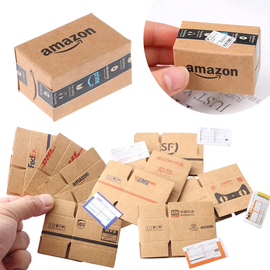 1/5 unidades Mini Caja de Cartón Express Accesorios para Casa de Muñecas – Cajas de Entrega de Simulación Realista para Escenas en Miniatura, Muebles de Casa de Muñecas, Jardín de Hadas y Decoración Artesanal