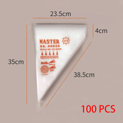 Sacs à Douille Jetables Épais (100 pièces) – Sacs de Glaçage pour la Décoration de Gâteaux, Manches à Crème Pâtissière, Fournitures de Pâtisserie pour Cupcakes, Desserts et Outils de Décoration