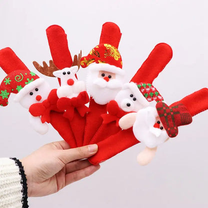 12/24PCS Red Christmas Slap Bracelets – Santa & Elk Kids Party Favors, Xmas Gifts, Ornaments & New Year Decor