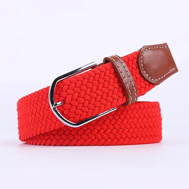 Ceinture élastique tressée unisexe en toile tissée, à boucle ardillon, pour jeans (107/120/130cm)