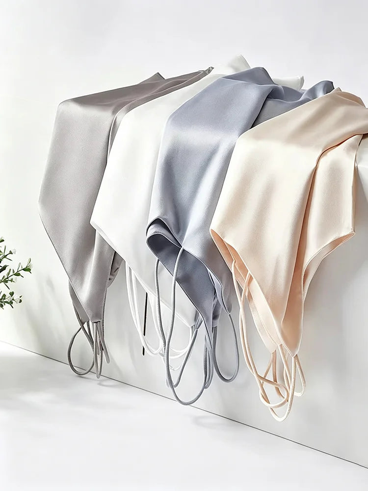 Caraco en satin de soie pour femme – Débardeur léger d'été sans manches à col en V et bretelles spaghetti