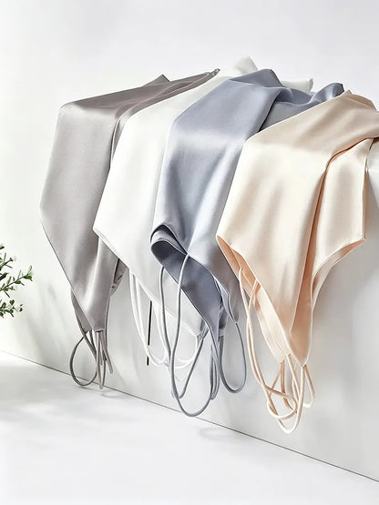Caraco en satin de soie pour femme – Débardeur léger d'été sans manches à col en V et bretelles spaghetti