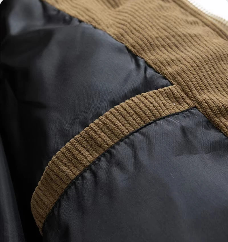 Men’s Hooded Winter Parka – Thick Fleece-Lined Cotton Jacket with Front Zipper, Warm Casual Coat for Cold Weather