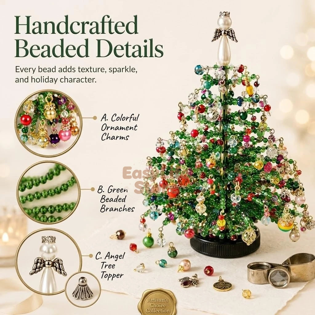 DIY Beaded Christmas Tree Kit – Crystal Bead Holiday Craft Set with LED Lights, Creative Home Decor & Gift for Adults and Kids