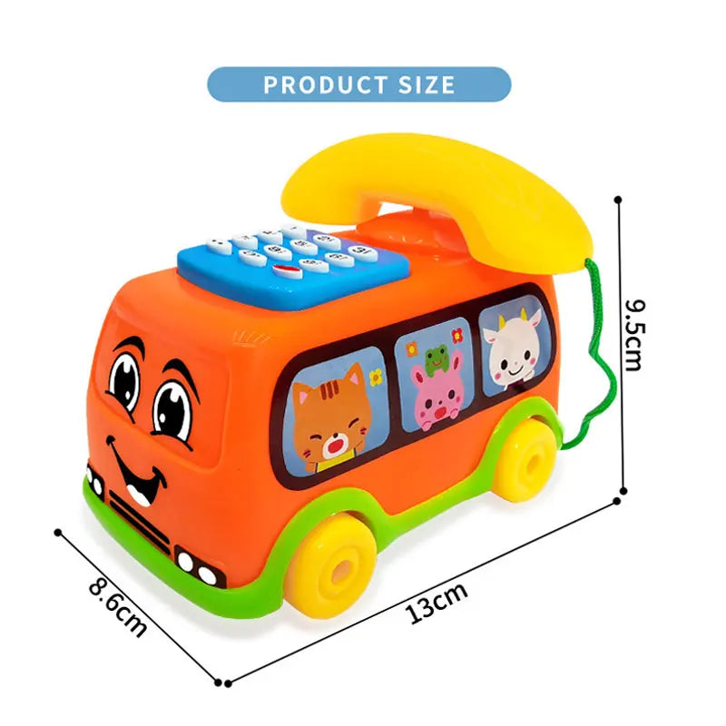 Jouet de Bus Téléphone Montessori pour Enfants – Véhicule Éducatif pour Tout-Petits de 1 an et plus, Jouet Interactif de Développement de l'Intelligence avec Clavier
