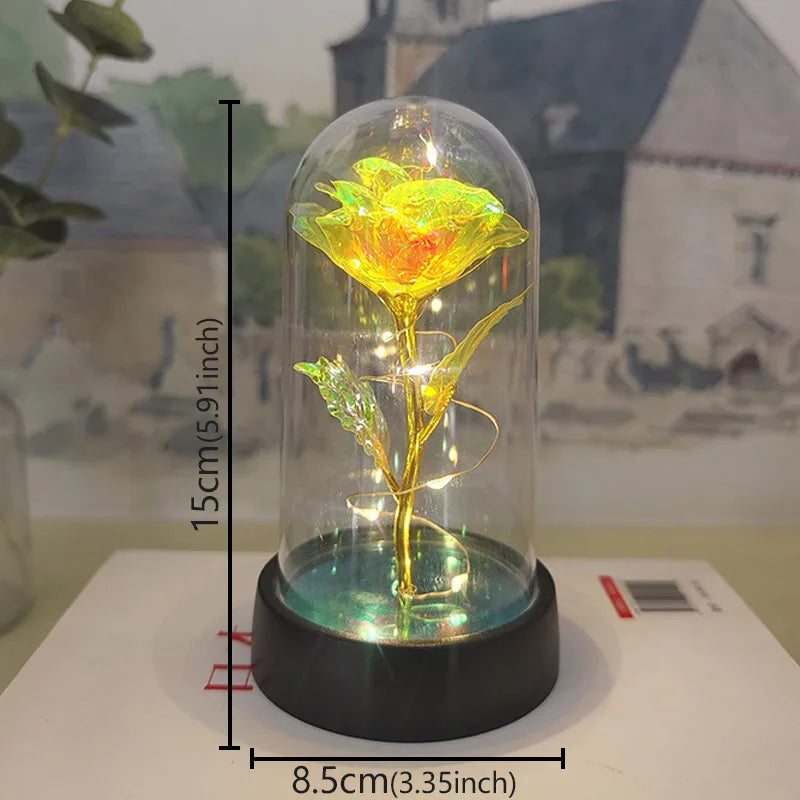 Eternal Rose LED Light in Glass Dome – Romantic Valentine’s Day Gift for Girlfriend | Forever Flower Decoration for Wedding, Mother’s Day & Bridesmaid Gifts