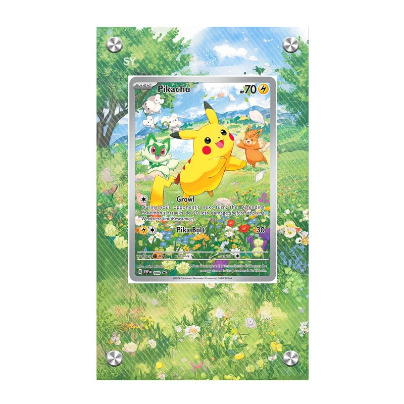 Estuche de exhibición de cartas acrílico Pokémon – Reshiram, Mewtwo, Zekrom, Charizard y soporte protector de cartas de personajes