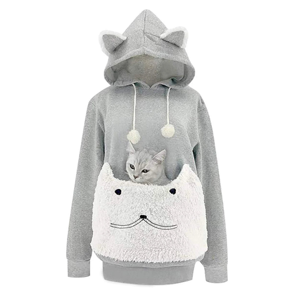 Pet Hoodie Sweatshirt with Large Front Pouch – Cozy Polar Fleece Pullover for Carrying Small Dogs & Cats, Loose Fit Puppy & Kitten Clothing
