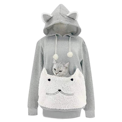 Pet Hoodie Sweatshirt with Large Front Pouch – Cozy Polar Fleece Pullover for Carrying Small Dogs & Cats, Loose Fit Puppy & Kitten Clothing