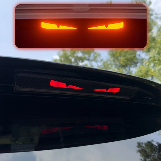 Pegatinas de Ojos de Monstruo para Faros Traseros – Calcomanías Transparentes Estilo Fibra de Carbono con Ojos de Diablo para Coches