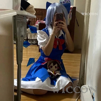 Touhou Project Cirno Cosplay Costume – The Embodiment of Scarlet Devil Outfit with Headwear