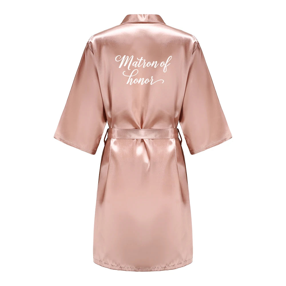 Rose Gold Satin Bridesmaid Robe – Team Bride Wedding Bathrobe for Women | Bridal Party Kimono Gown for Maid of Honor & Mother Gift