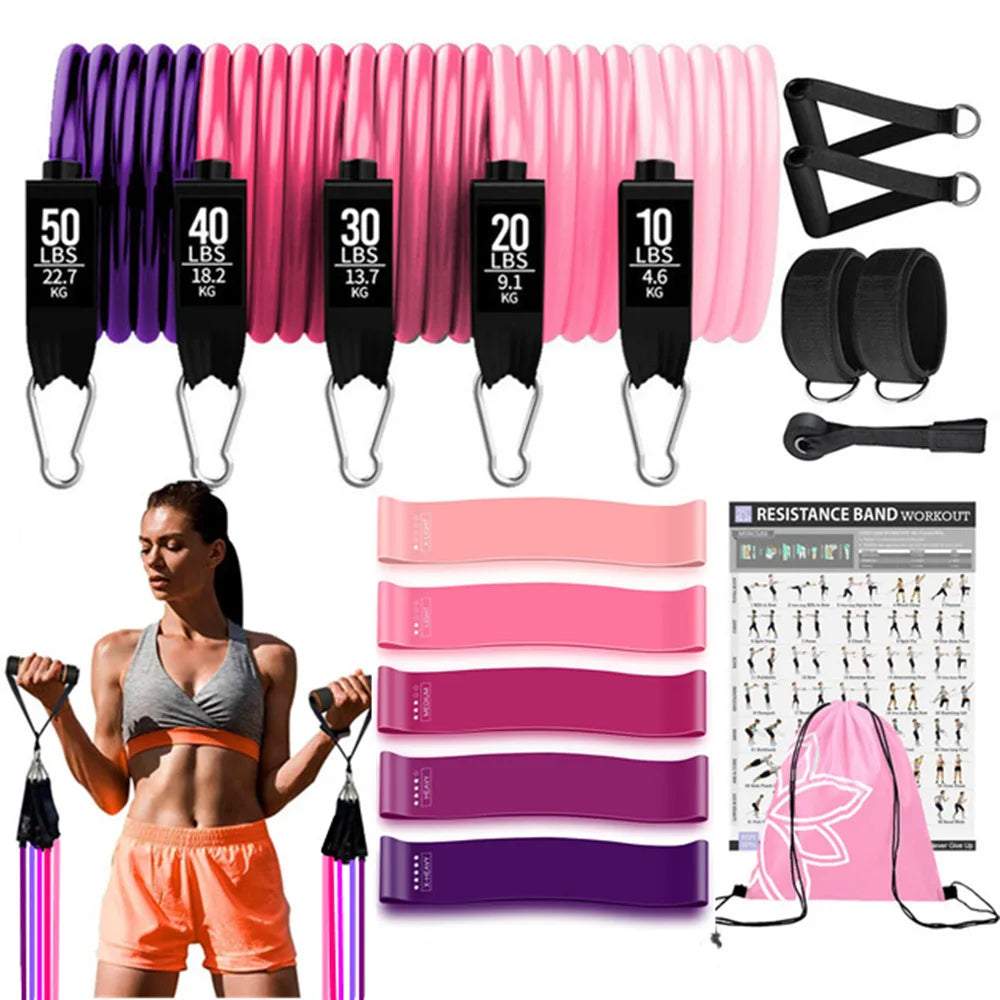 Juego de Bandas de Resistencia para Barra de Ejercicio – Expansor de Cuerda para Pilates y Yoga para Entrenamiento de Fuerza, Fisicoculturismo, Gimnasio en Casa y Ejercicios de Fitness
