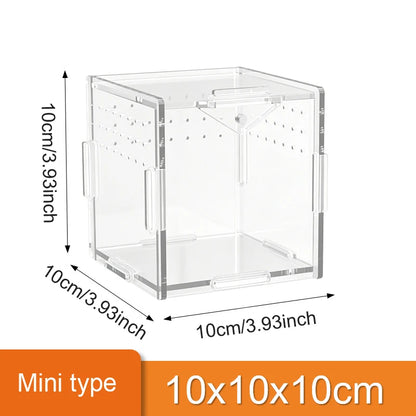 Clear Acrylic Reptile Terrarium Breeding Box – Transparent Nano Habitat Enclosure for Turtles, Arboreal Tarantulas, Bearded Dragons & Small Reptiles