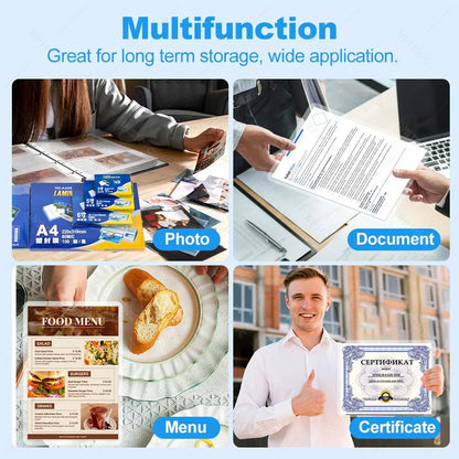 50 Sheets Laminating Film – 80 Micron PET/EVA Thermal Lamination Pouches for 3R, 4R, 5R, A6, A5 & A4, Photos, Files, Cards & Menus