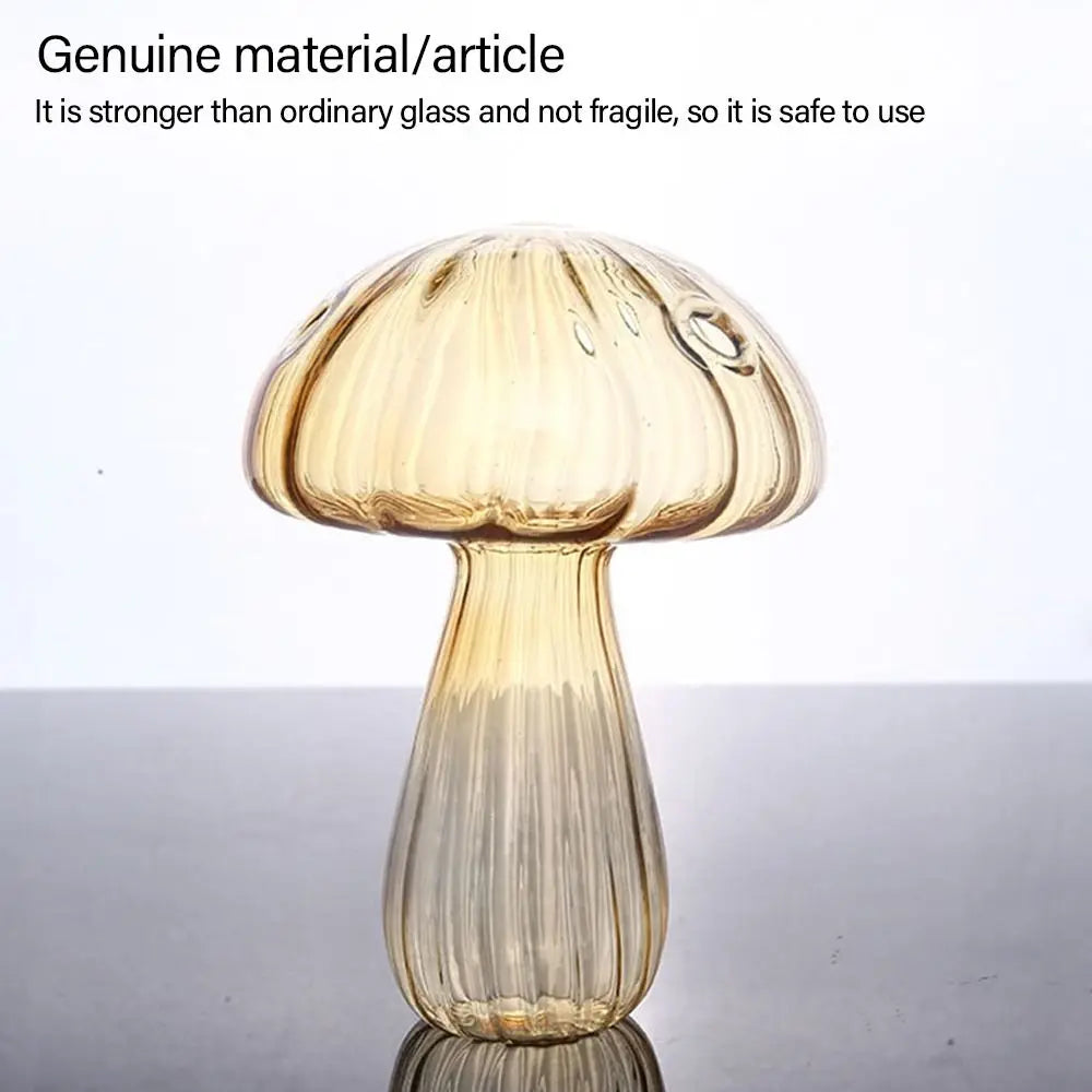 Florero de vidrio con forma de hongo – Maceta hidropónica transparente y jarrón decorativo de escritorio