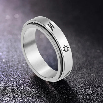 Vintage Sun Moon Star Spinner Ring – Stainless Steel Rotating Promise Band for Men & Women | Anniversary Statement Jewelry Gift