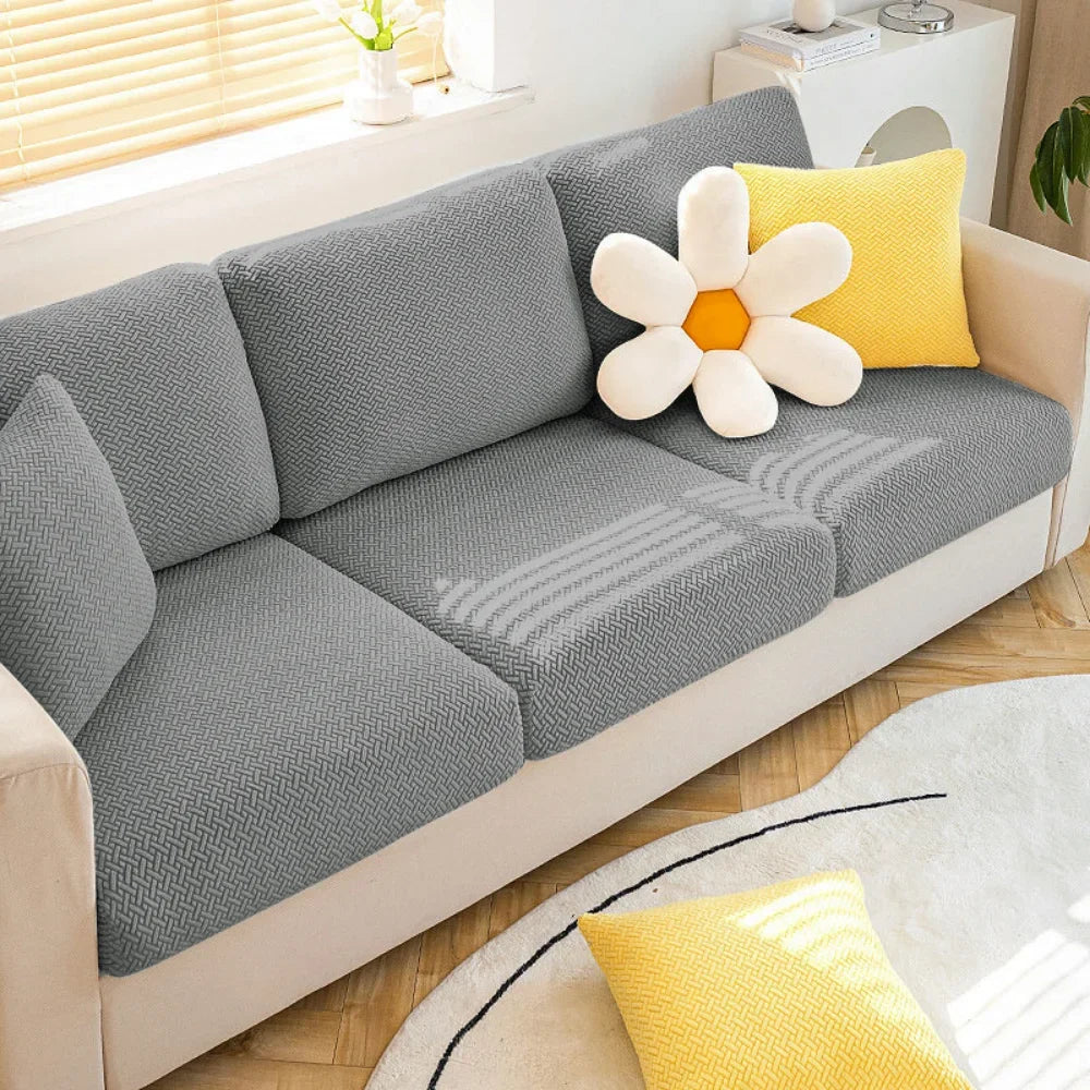 Stretch Jacquard Sofa Seat Cushion Cover – Washable Furniture Protector for Sectional & Loveseat Sofas