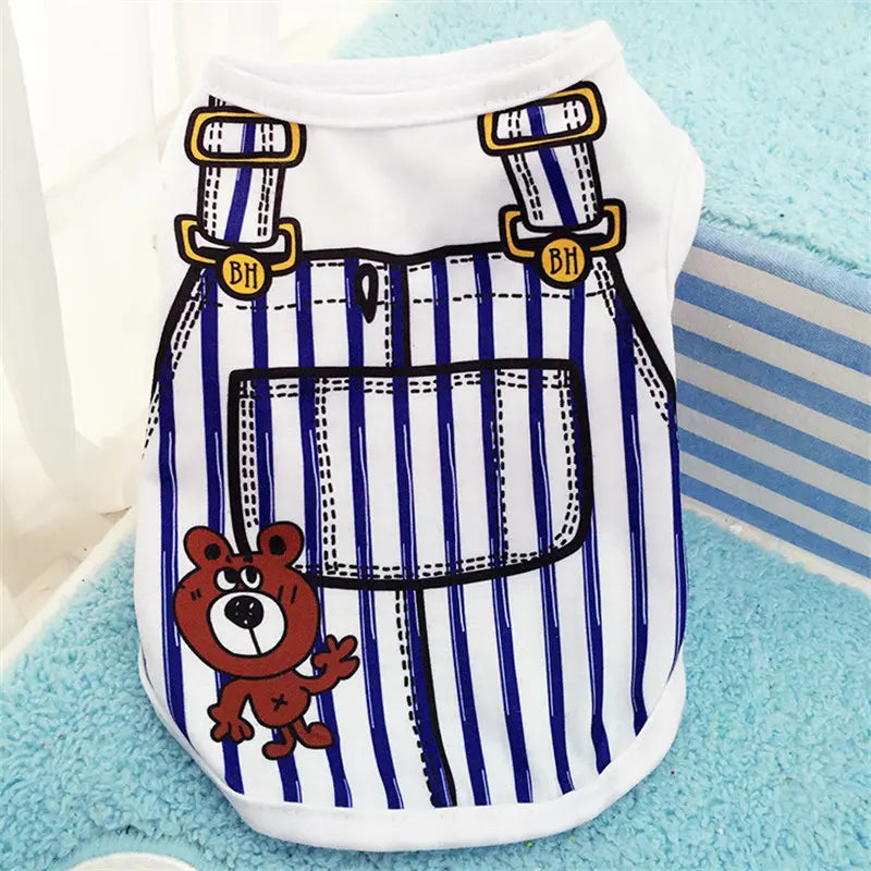 Cute Cartoon Dog Vest – Soft Lightweight Summer T-Shirt for Small Dogs & Puppies, Casual Pet Clothing
